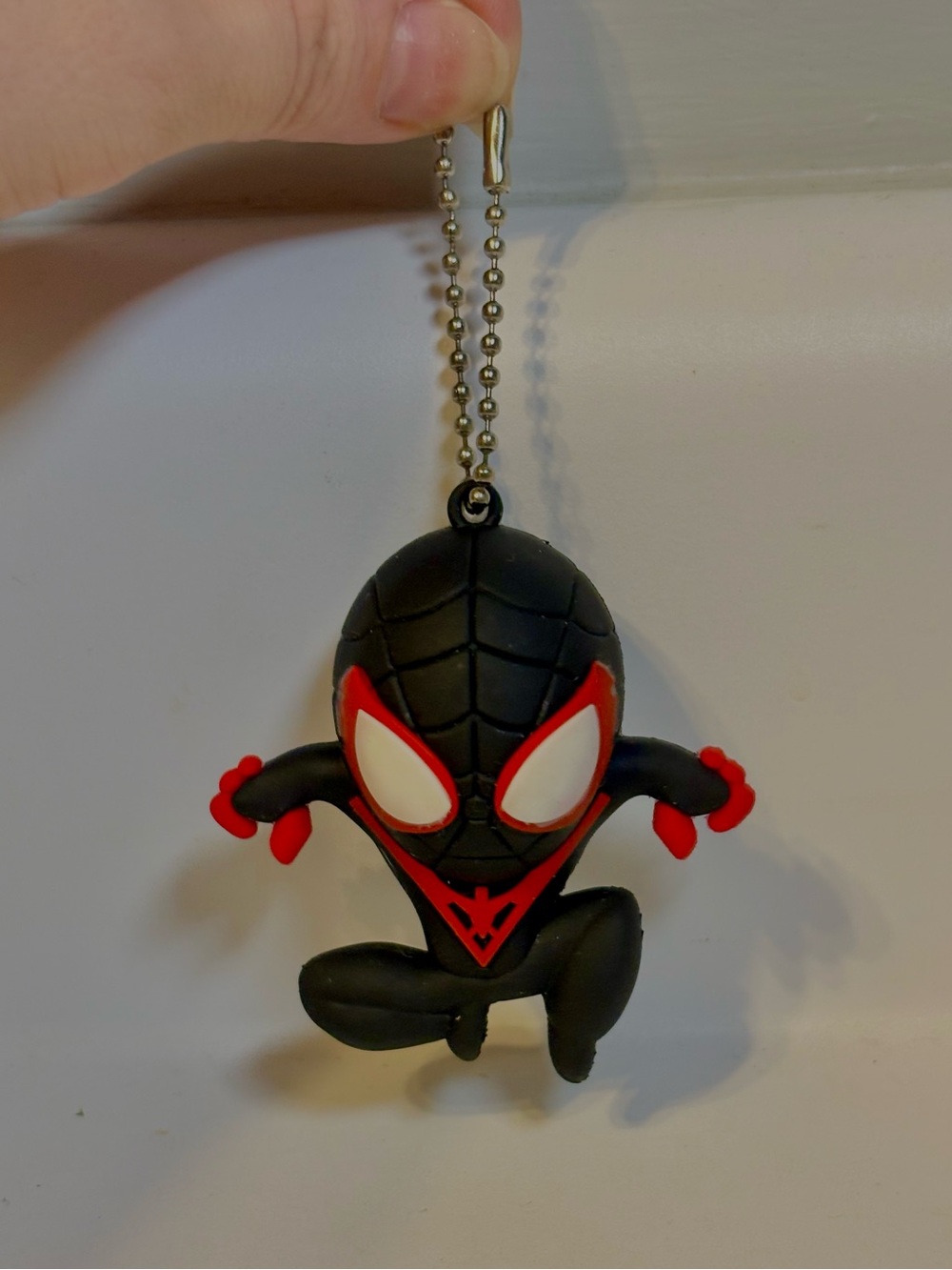 Spider Man Miles Morales Spin Spidey Rubber Swing Keychain Backpack Charm Kawaii